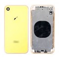 iphone XR Housing with back glass,charging port and power volume flex cable[Yellow][Aftermarket]